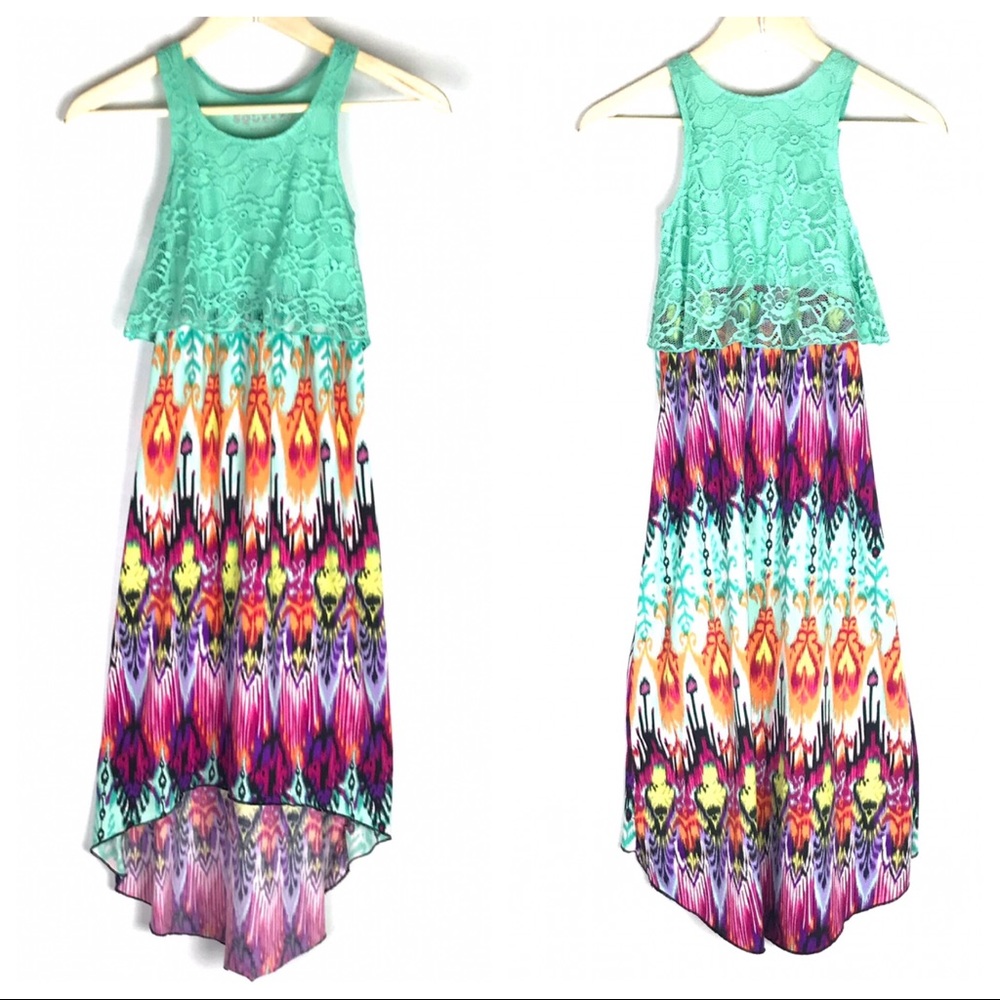 Squeeze High Low Multi Color Maxi Dress Small